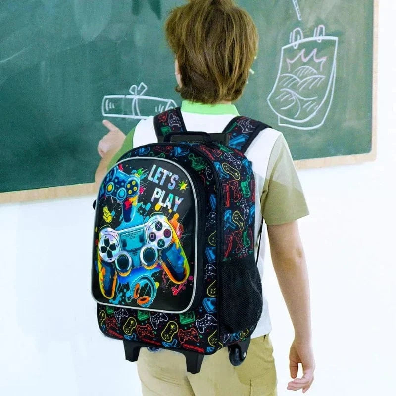 Console de Jeux Cartable Sac à Dos à Roulettes Enfant Univers du Voyage