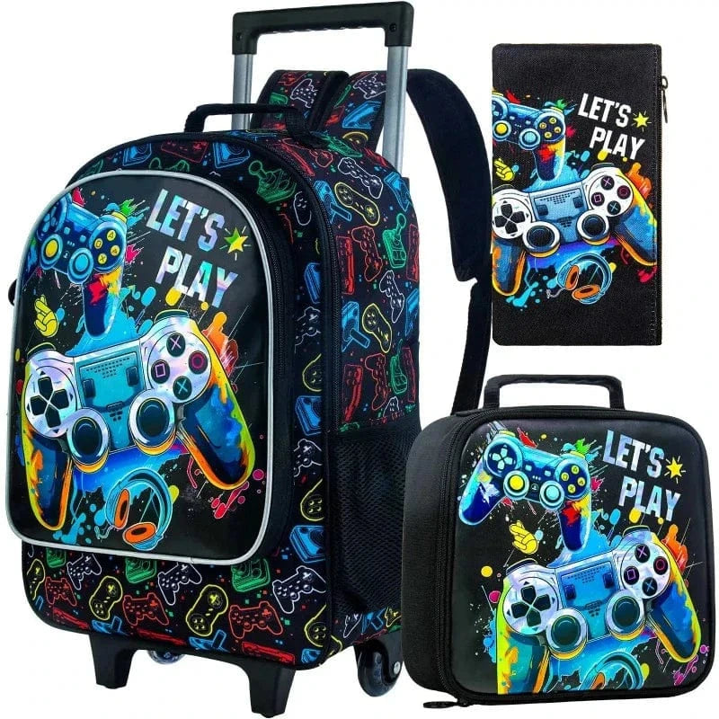 Console de Jeux Cartable Sac à Dos à Roulettes Enfant Univers du Voyage