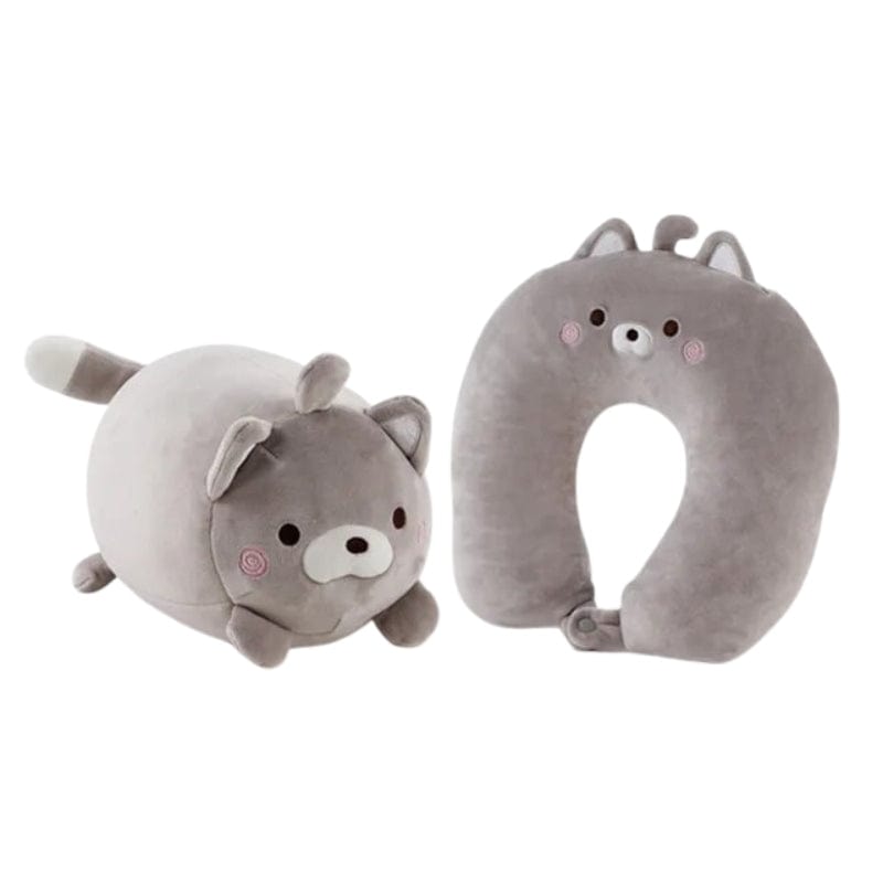 Chat Gris Coussin De Voyage Pliable Enfant Univers du Voyage