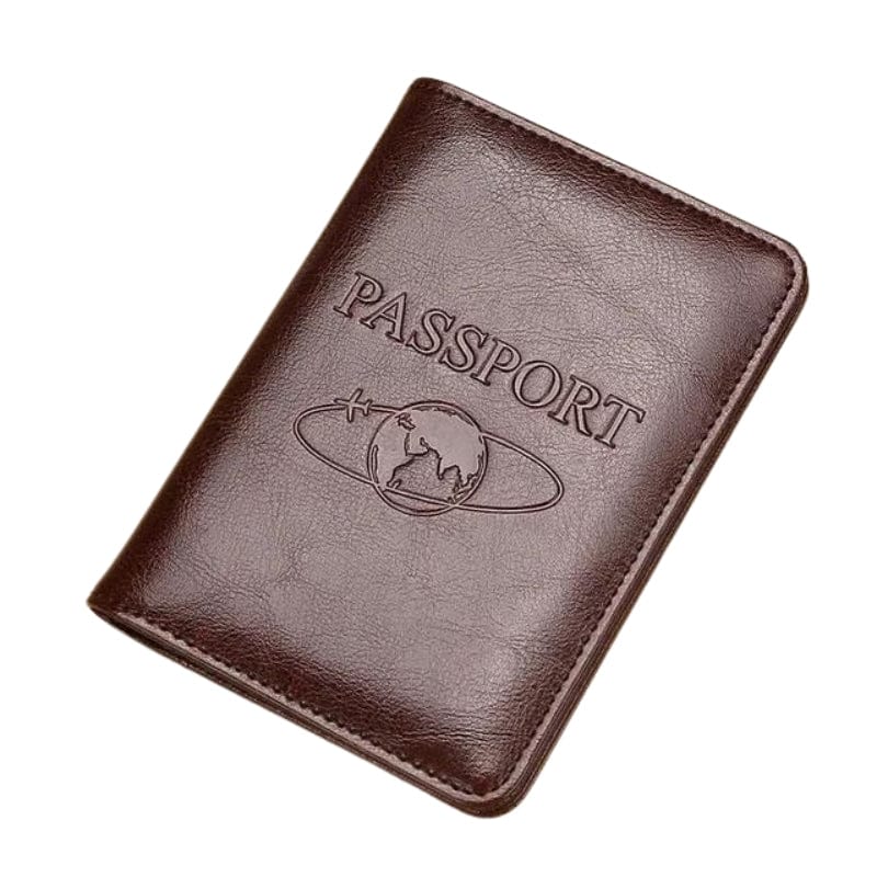 Marron Étui Passeport Cuir Homme Univers du Voyage
