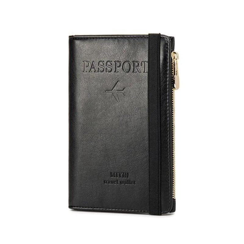 Noir Étui Passeport Simili Univers du Voyage