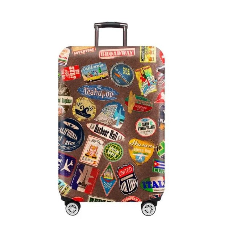 Marron Motif Stickers Voyage / S Housse De Protection Pour Valises Univers du Voyage