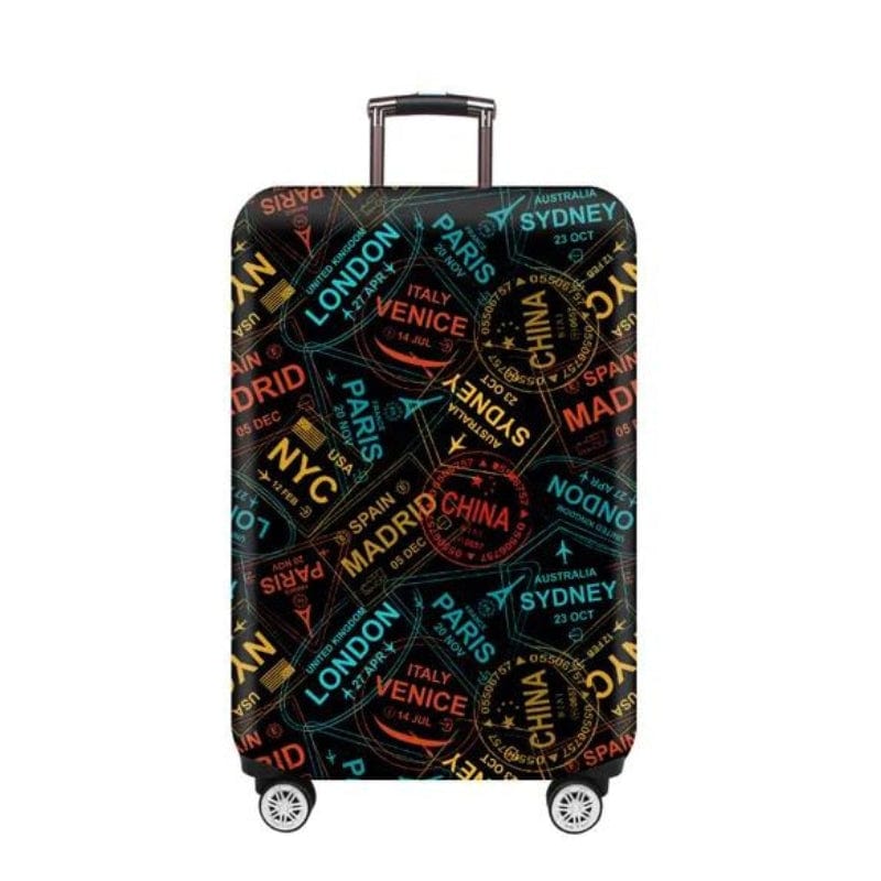 Noir Motif Tampon Voyage / S Housse De Protection Pour Valises Univers du Voyage