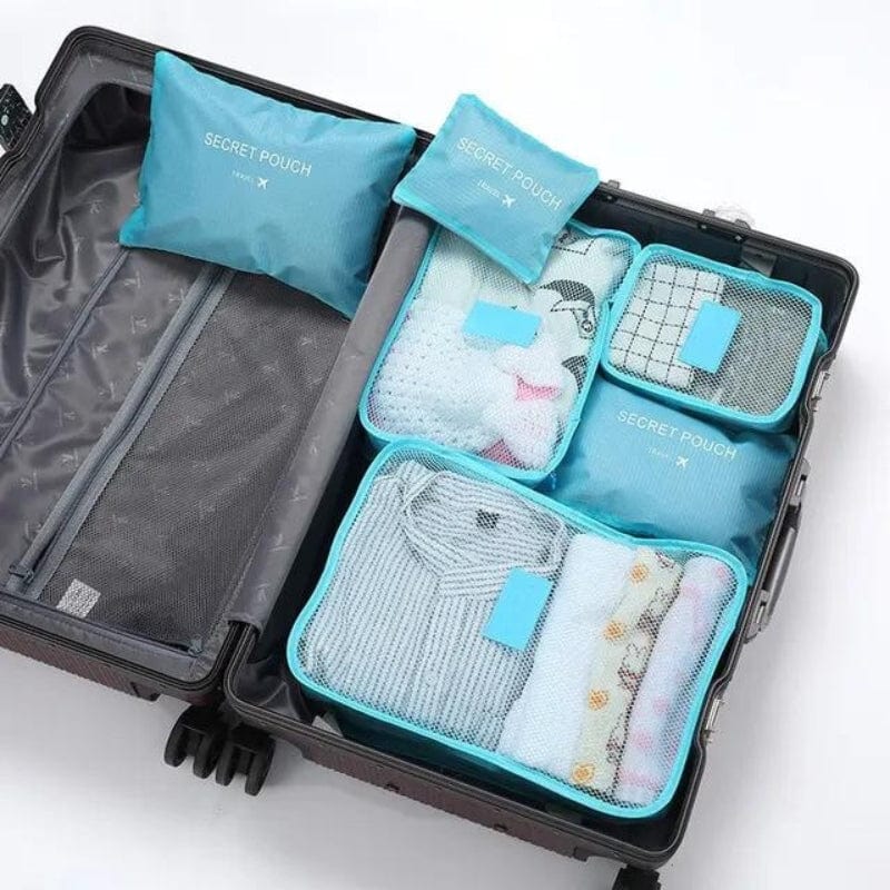 Bleu Ciel Kit Organisateur De Bagage Univers du Voyage