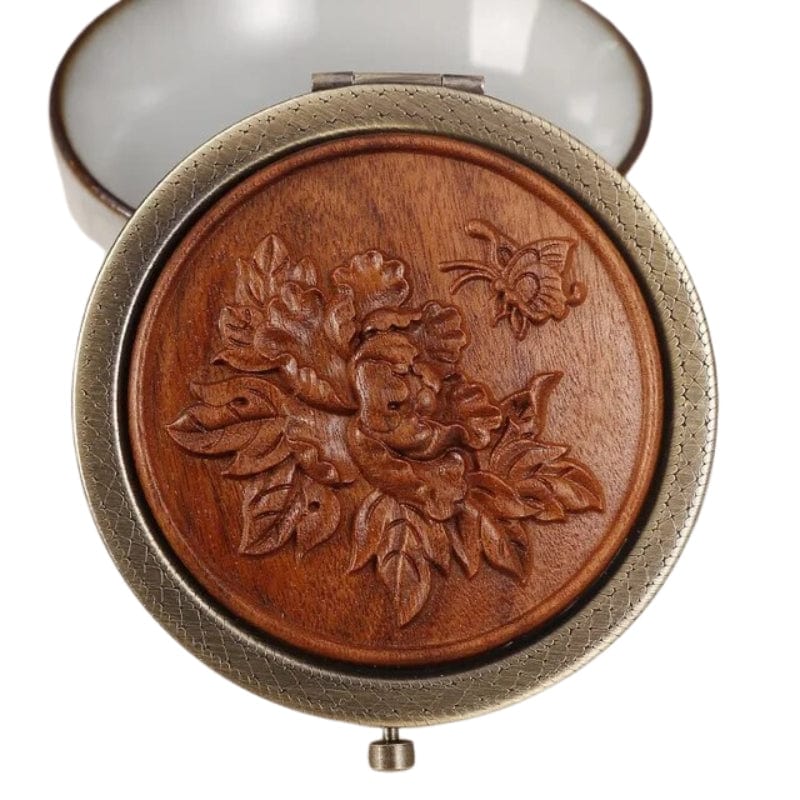 Marron / Modèle 3 Miroir De Poche Décoratif Bois Univers du Voyage