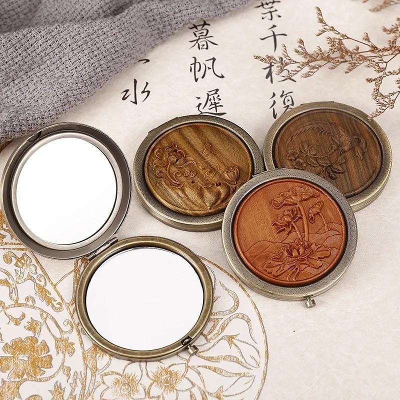 Miroir De Poche Décoratif Bois Univers du Voyage