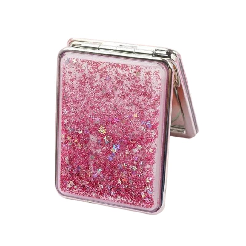 Rose / Carré Miroir de Poche Paillettes Univers du Voyage