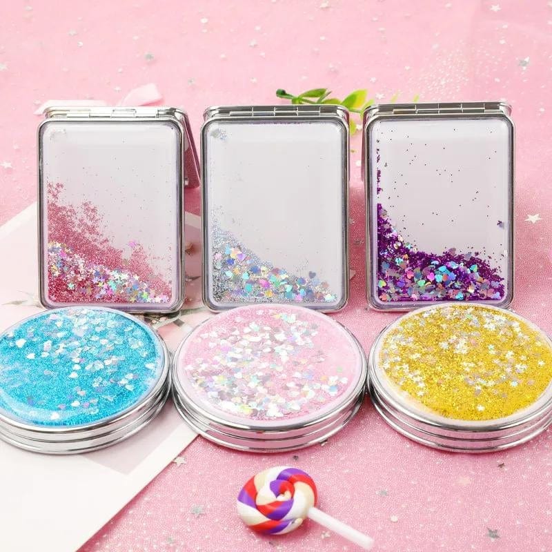 Miroir de Poche Paillettes Univers du Voyage