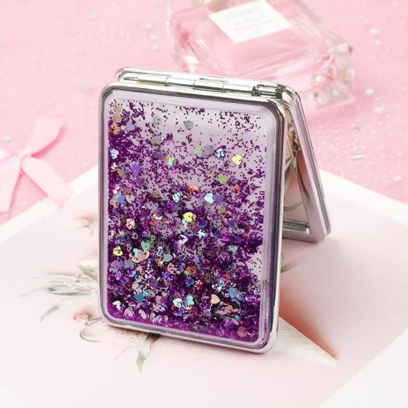 Violet / Carré Miroir de Poche Paillettes Univers du Voyage