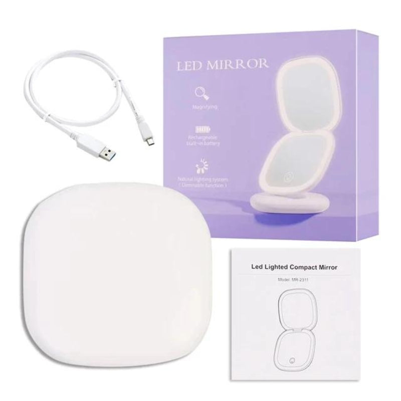 Miroir Grossissant De Poche Avec Led