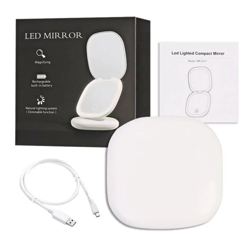 Miroir Grossissant De Poche Avec Led