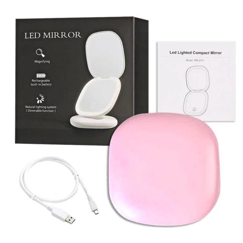 Miroir Grossissant De Poche Avec Led