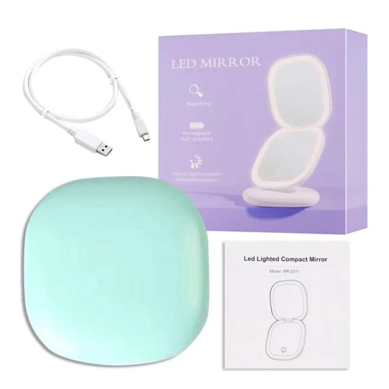 Miroir Grossissant De Poche Avec Led