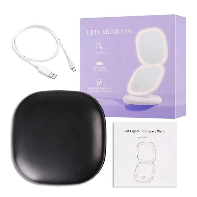 Miroir Grossissant De Poche Avec Led