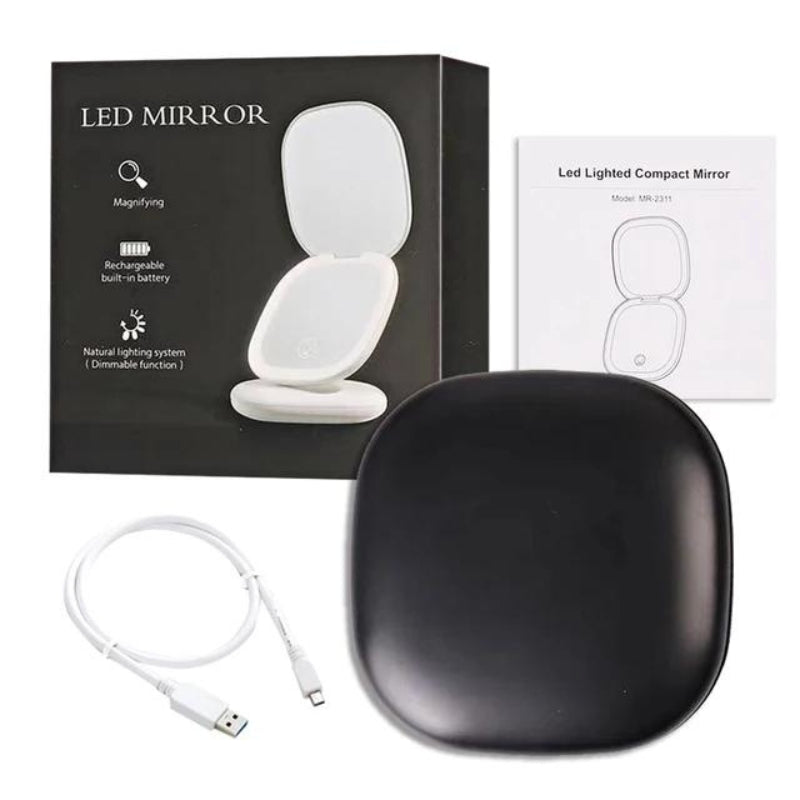 Miroir Grossissant De Poche Avec Led