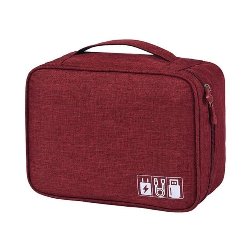 Rouge / Compartiment Unique Pochette De Rangement De Cable Pour Voyager Univers du Voyage