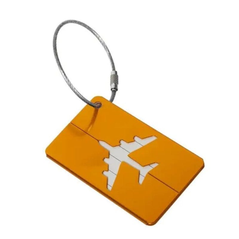 Jaune avec Motif Avion Porte Étiquette Métallique Pour Valise Univers du Voyage