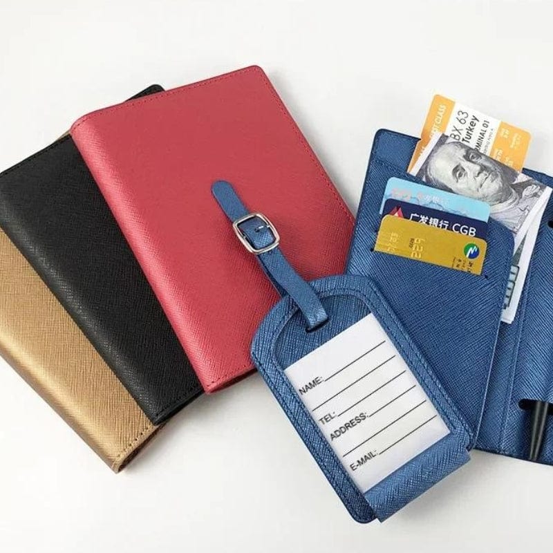Portefeuille pour Passeport et Voyage en Simili Univers du Voyage