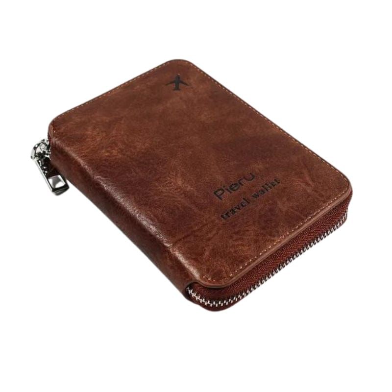 Marron Foncé Portefeuille RFID Femme Univers du Voyage