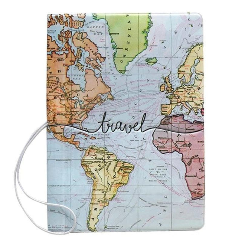 Map Monde Couleur Bleu Clair Protège Passeport Carte Du Monde Univers du Voyage