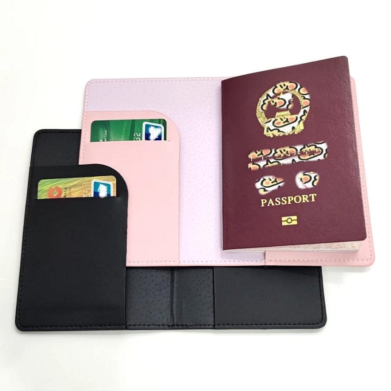 Ensemble Couple Noir et Rose Protège Passeport Monsieur Madame Univers du Voyage