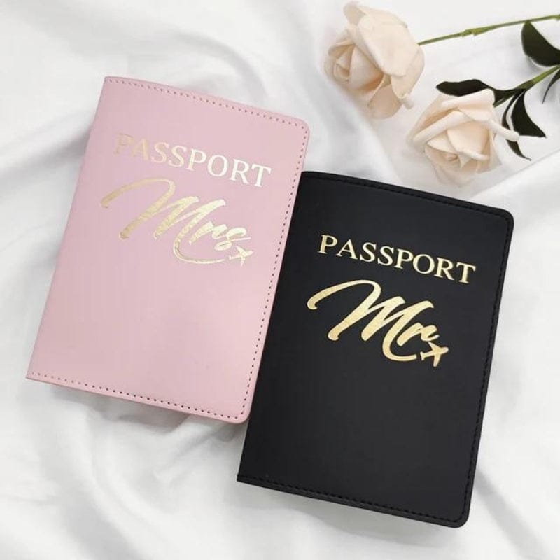 Ensemble Couple Noir et Rose Protège Passeport Monsieur Madame Univers du Voyage