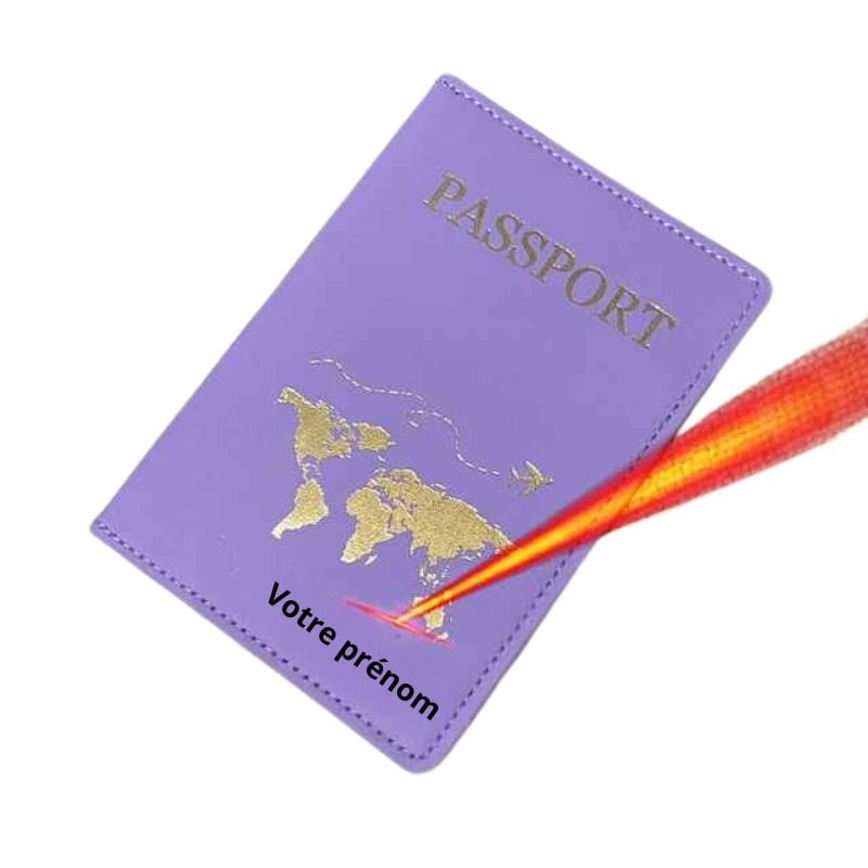 Motif Map Monde / Modèle 1 Protège Passeport Personnalisé Univers du Voyage