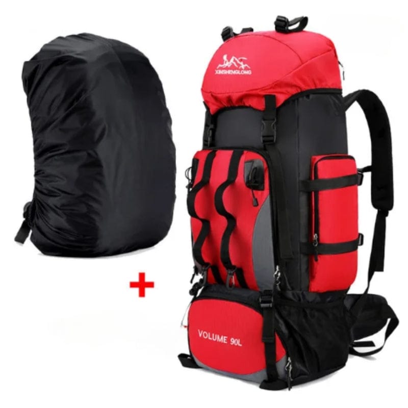 Rouge / Avec Housse Imperméable Sac à Dos Trekking Univers du Voyage