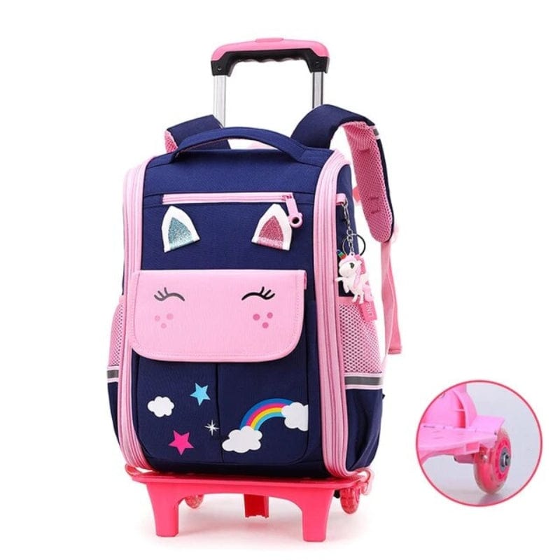 Bleu et Rose / Avec des Roulettes Sac à Roulette Enfant Univers du Voyage