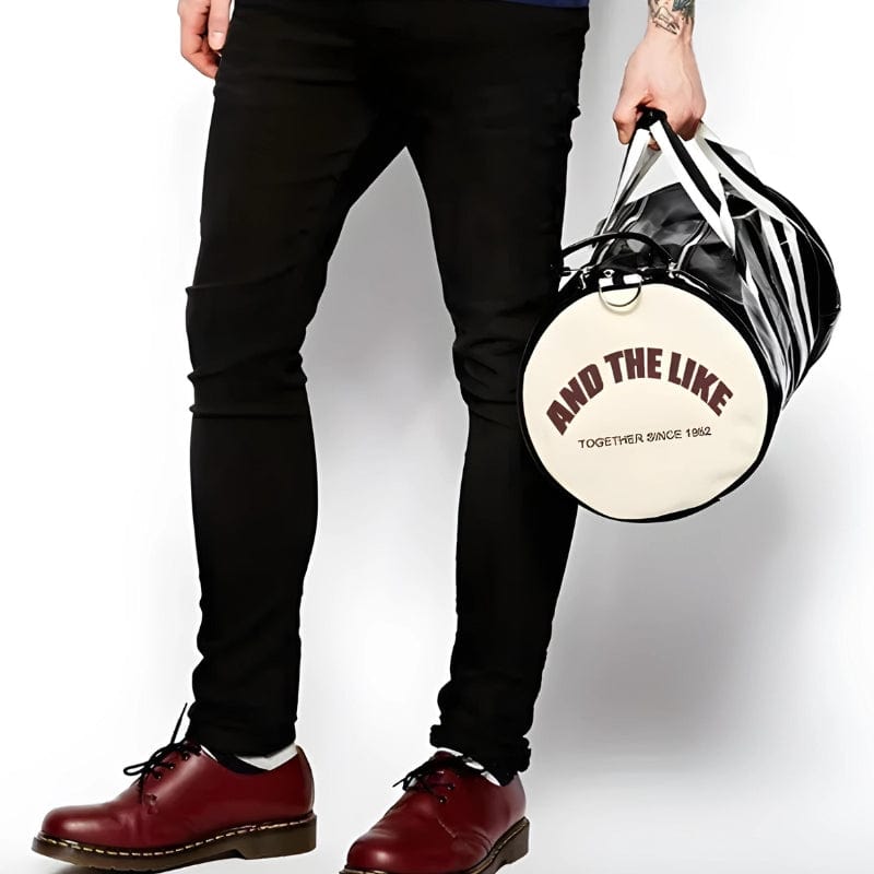 Noir et Blanc Sac de Sport PU Homme Vintage Univers du Voyage