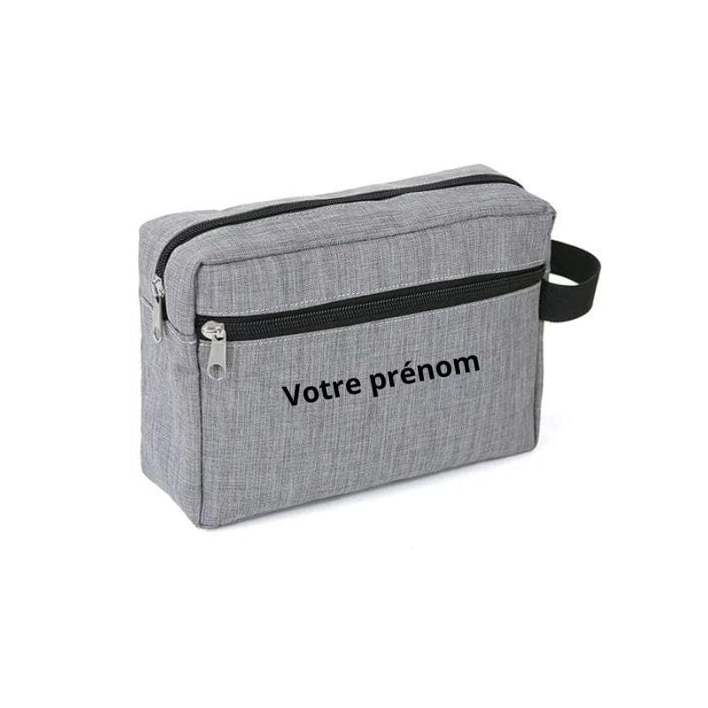 Gris / Avec Gravure Personnalisée Trousse de Toilette Personnalisable Univers du Voyage