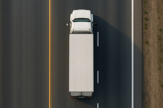 Commande en livraison camion sur la route