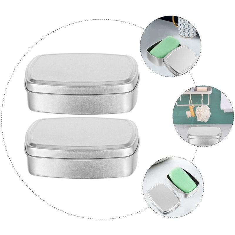 Argent (lot de 2) Boite à Savon Métallique Univers du Voyage