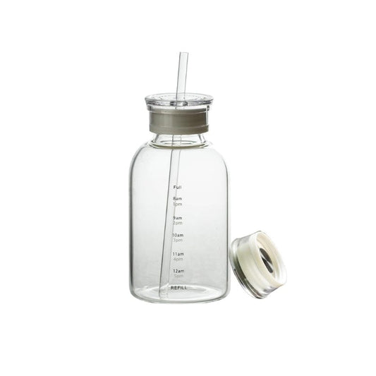 Transparent / 350ml Bouteille D'eau en Verre avec Paille Univers du Voyage