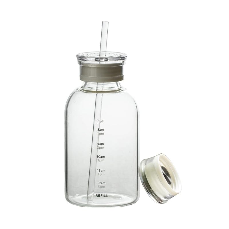 Transparent / 450ml Bouteille D'eau en Verre avec Paille Univers du Voyage
