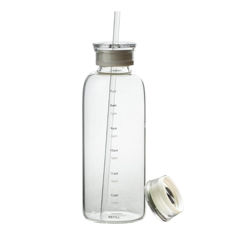 Transparent / 750ml Bouteille D'eau en Verre avec Paille Univers du Voyage