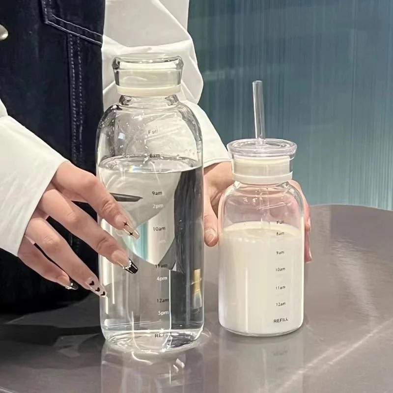 Bouteille D'eau en Verre avec Paille Univers du Voyage