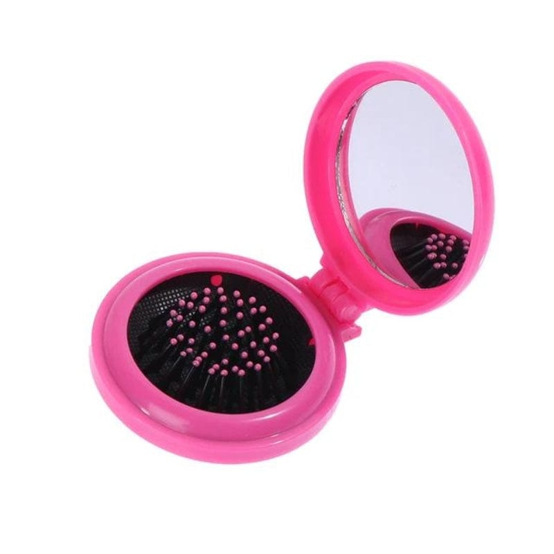 Rose Fushia Brosse Cheveux Et Miroir De Poche Pylones Univers du Voyage