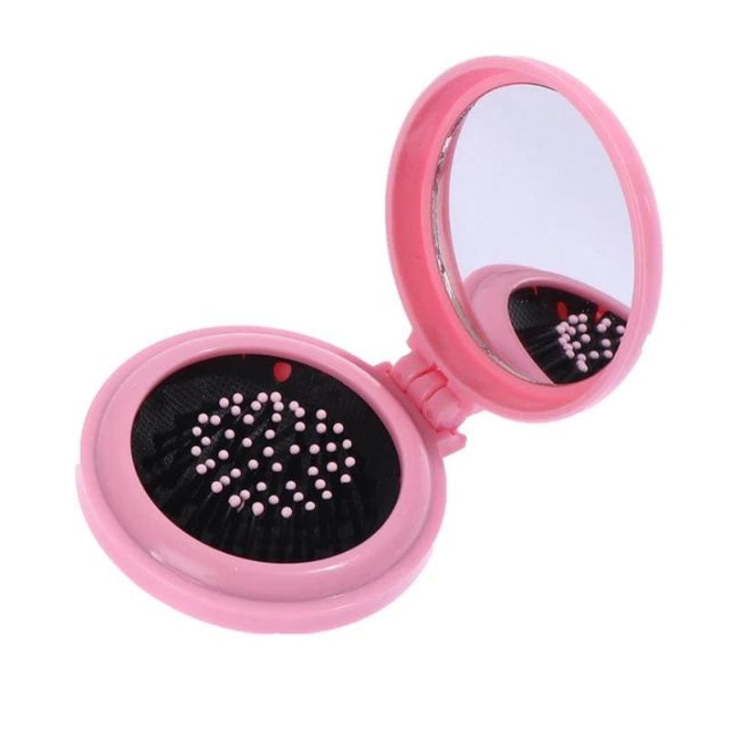Rose Brosse Cheveux Et Miroir De Poche Pylones Univers du Voyage