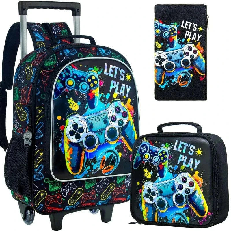 Console de Jeux Cartable Sac à Dos à Roulettes Enfant Univers du Voyage