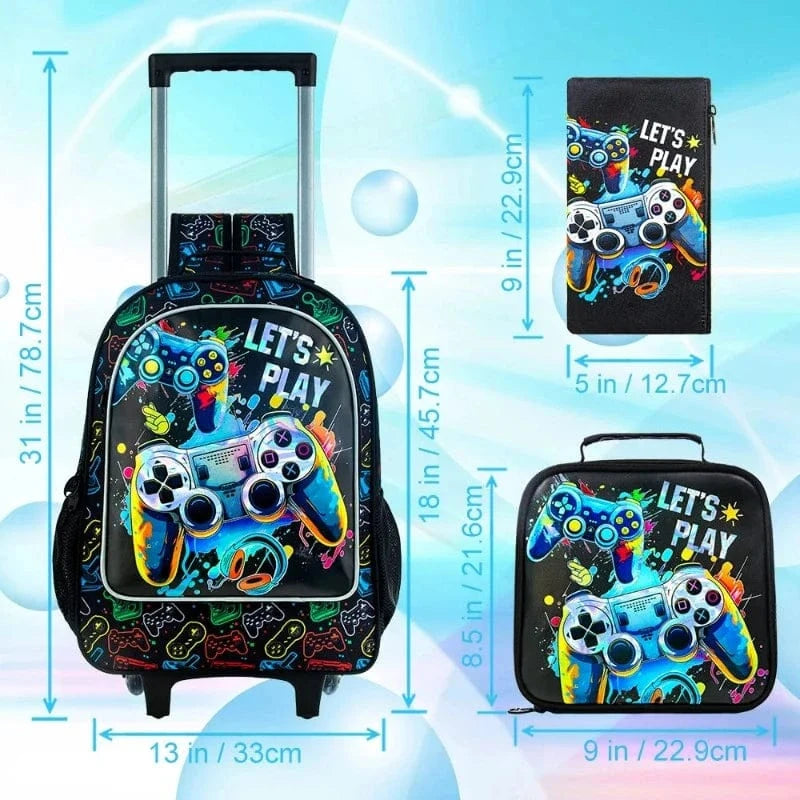 Console de Jeux Cartable Sac à Dos à Roulettes Enfant Univers du Voyage