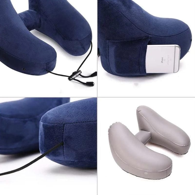 Bleu Coussin De Voyage Avion Univers du Voyage