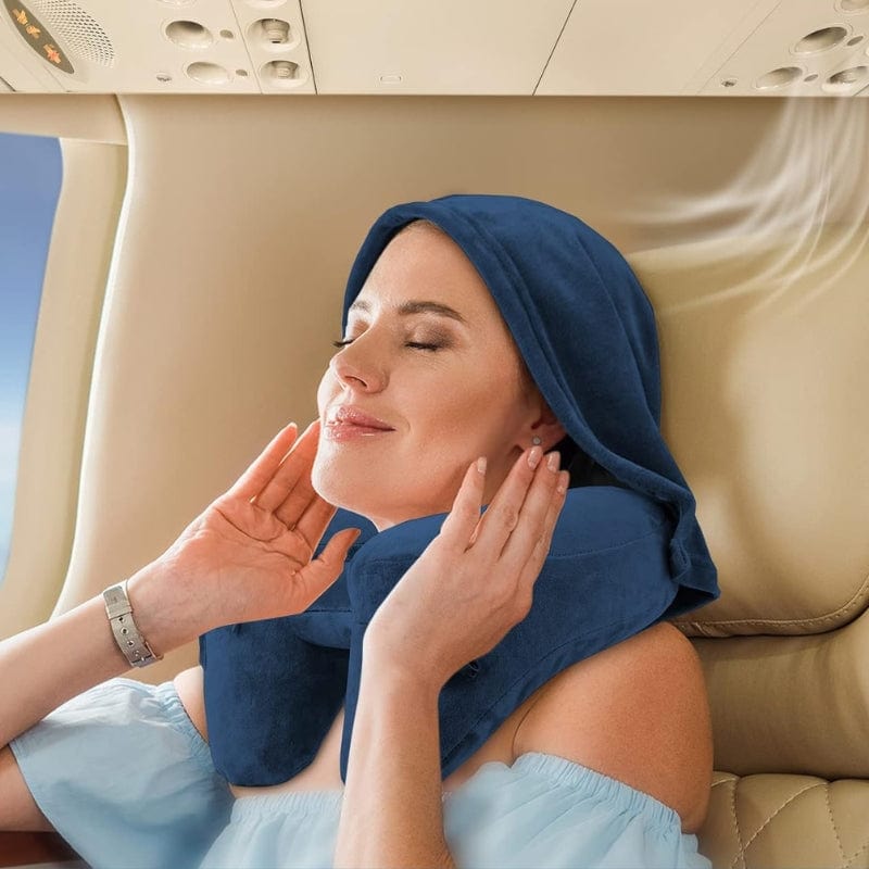 Bleu Coussin De Voyage Avion Univers du Voyage