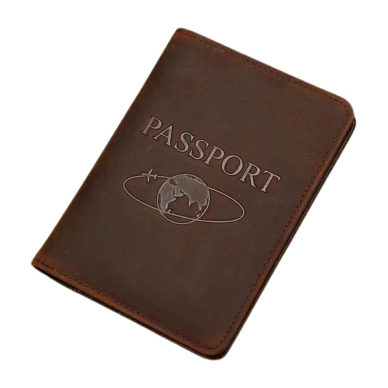 Marron Texturé Étui Passeport Cuir Homme Univers du Voyage