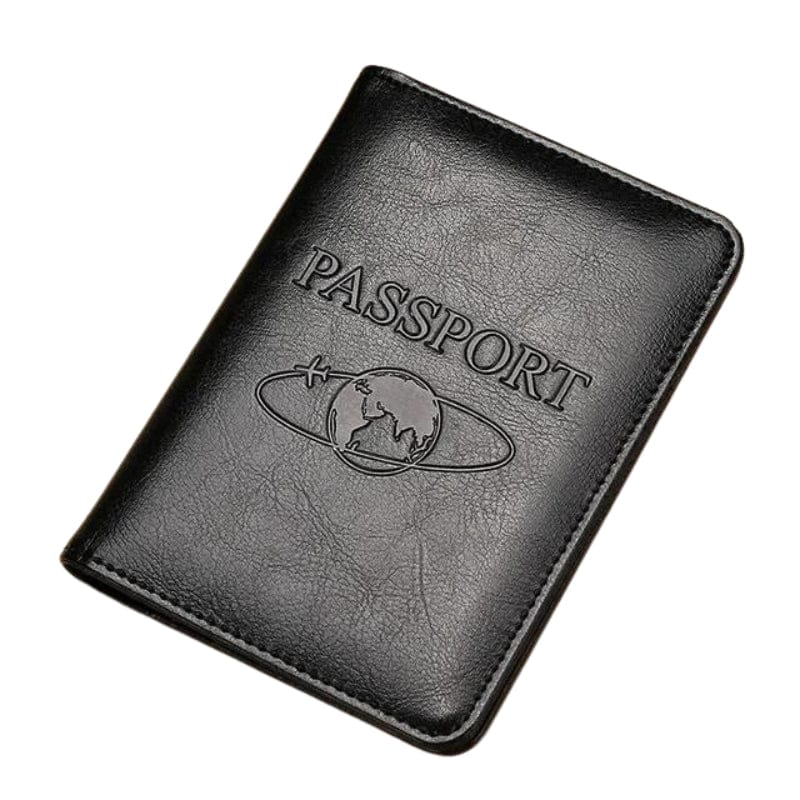 Noir Étui Passeport Cuir Homme Univers du Voyage