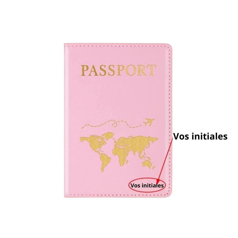 Rose Etui Passeport Personnalisable Univers du Voyage