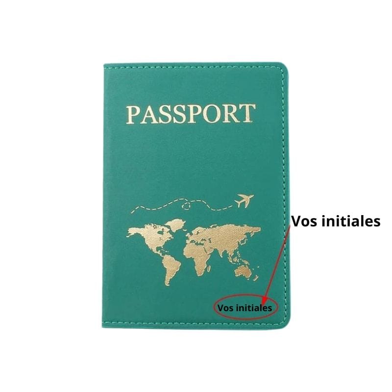 Vert Etui Passeport Personnalisable Univers du Voyage