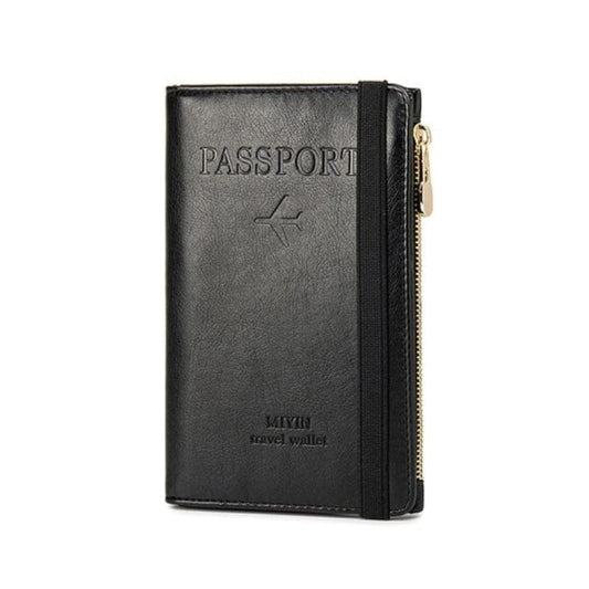 Noir Étui Passeport Simili Univers du Voyage