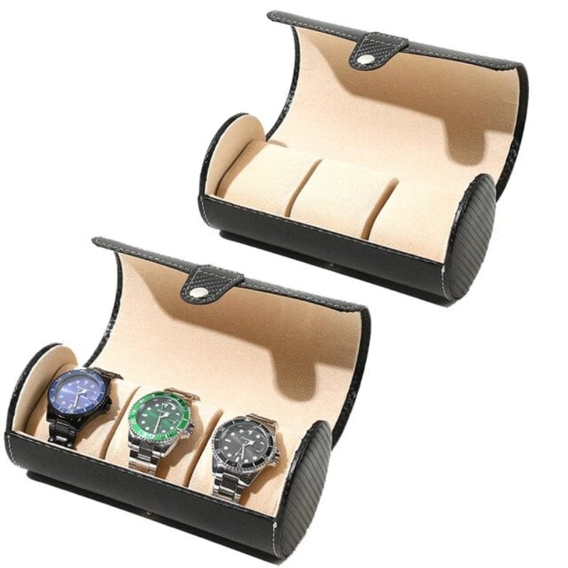 Noir Texturé Etui pour Montres de Voyage en Simili Univers du Voyage