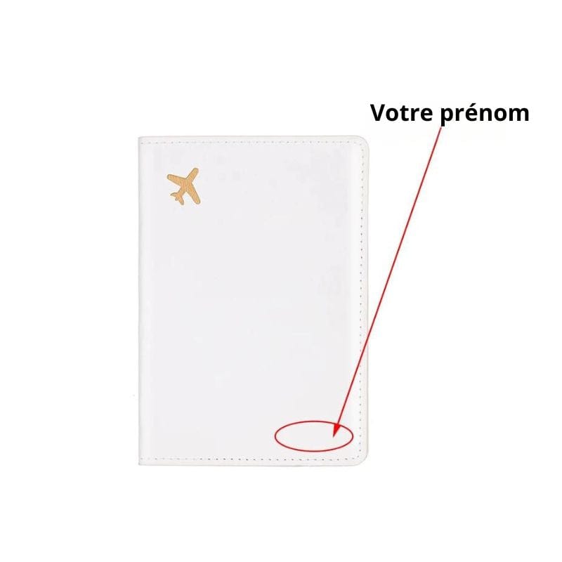 Blanc Etui Protège Passeport PU Personnalisé Univers du Voyage